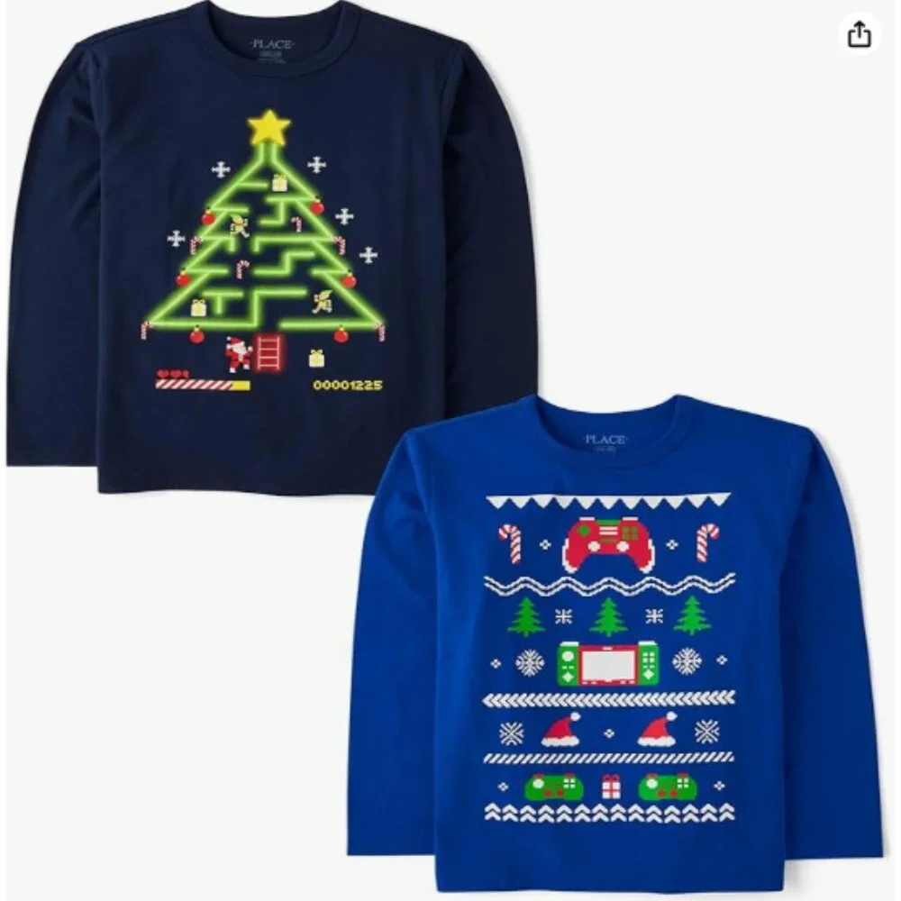 Unisex-Child All Holidays,Birthdays Long Sleeve Graphic T-Shirts,2 Pack - L